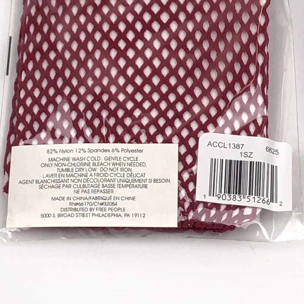 NEW 2 Pairs Free People Riot Sport Fishnet Ankle Socks Anklet Wine Red One Size - Picture 5 of 5